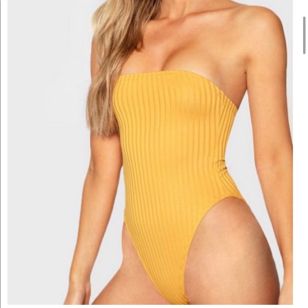 Rib knit bandeau bodysuit